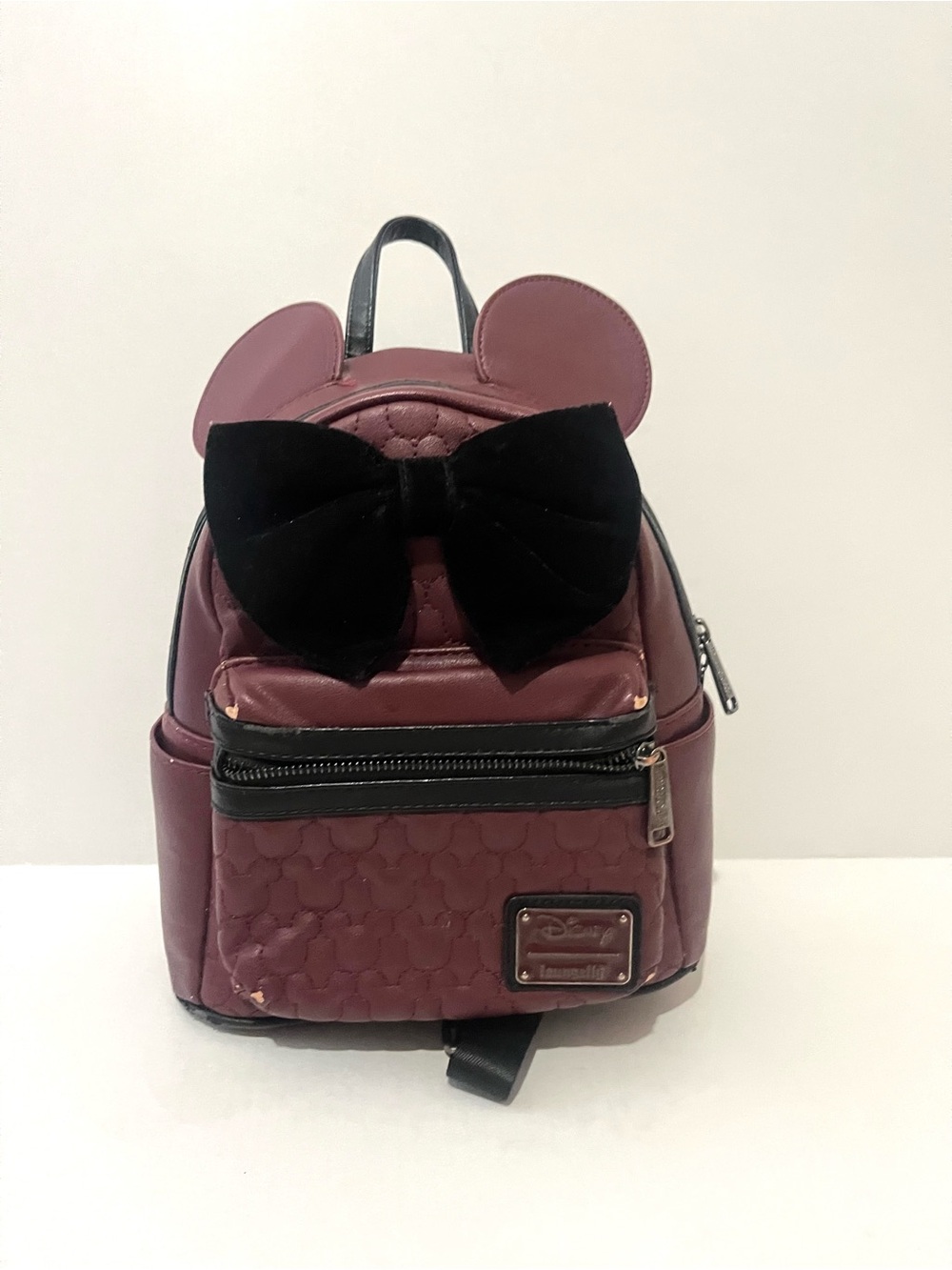 Loungefly Minnie Mouse Mauve Mini Backpack with Black Bow